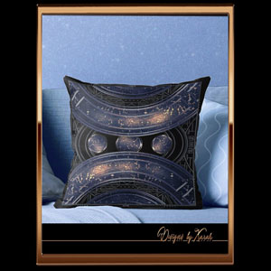 universe - midnight blue abstract starry intergalactic design - modern futuristic geometric forms combined with vintage art deco elegance.A stylish throw pillow to decorate your home interior. You can combine all cosmic designs of the Out of the Blue series by mix and match the cushion covers.Also available on many other accessories, gifts and apparel. All designed by Xarah.
